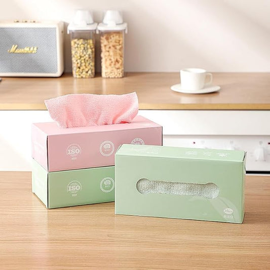 20 Pcs Disposable Cleaning Clothes with Dispenser Box | Cleaning Towels, Microfiber Towel | Reusable Dish Clothes | Lazy Rags Car Wipes | Multi-Purpose Cleaning Clothes (Random Color)