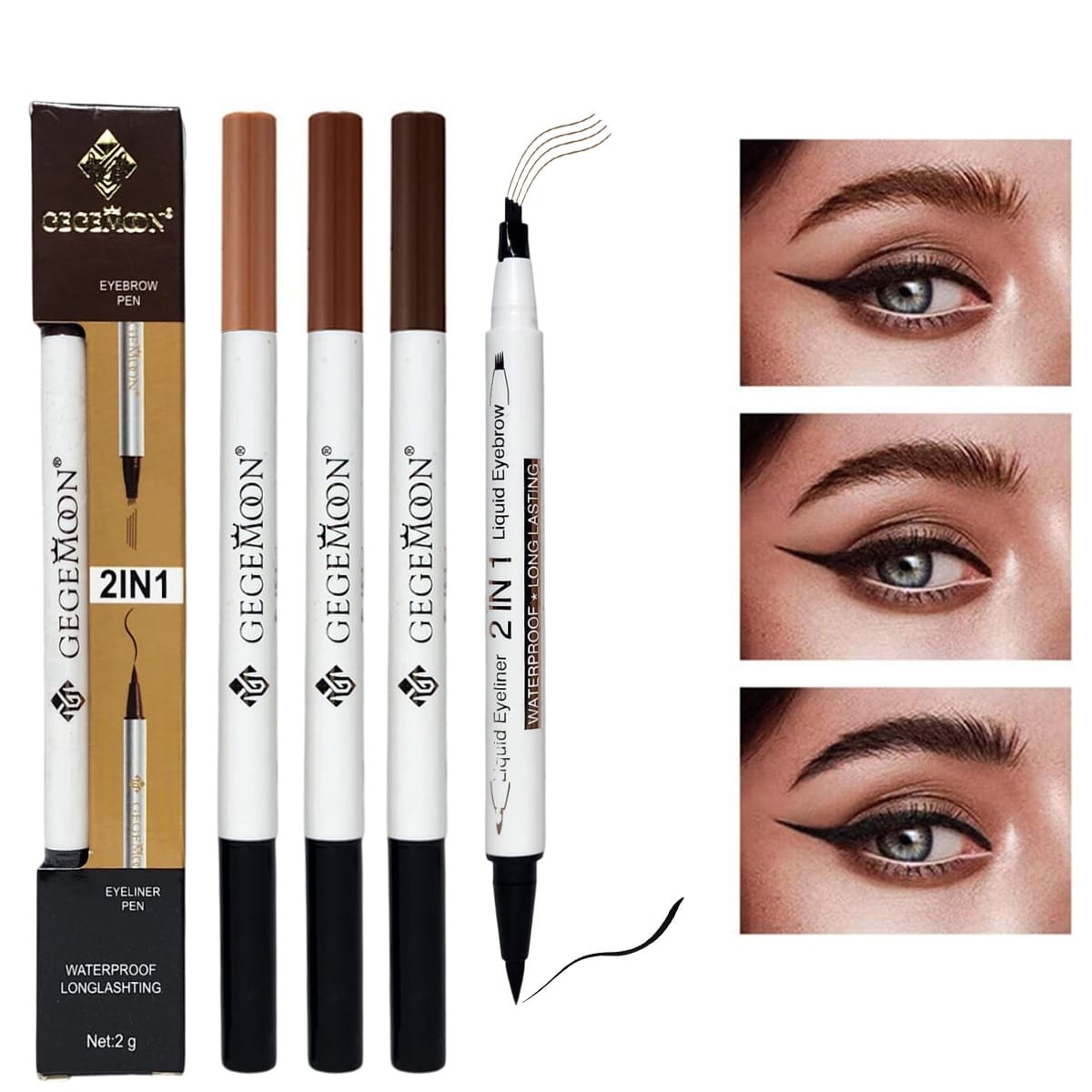 2 in 1 Gegemoon Liquid Eyebrow &amp; Eyeliner | Long Lasting Liquid Eyeliner &amp; Eyebrow Pencil